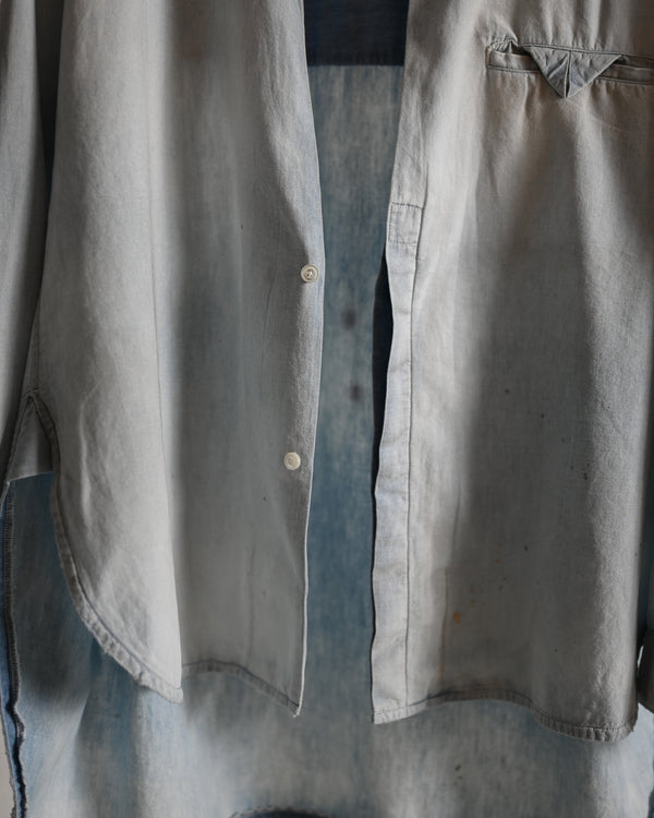 AGING CHAMBRAY LONG SHIRT, indigo