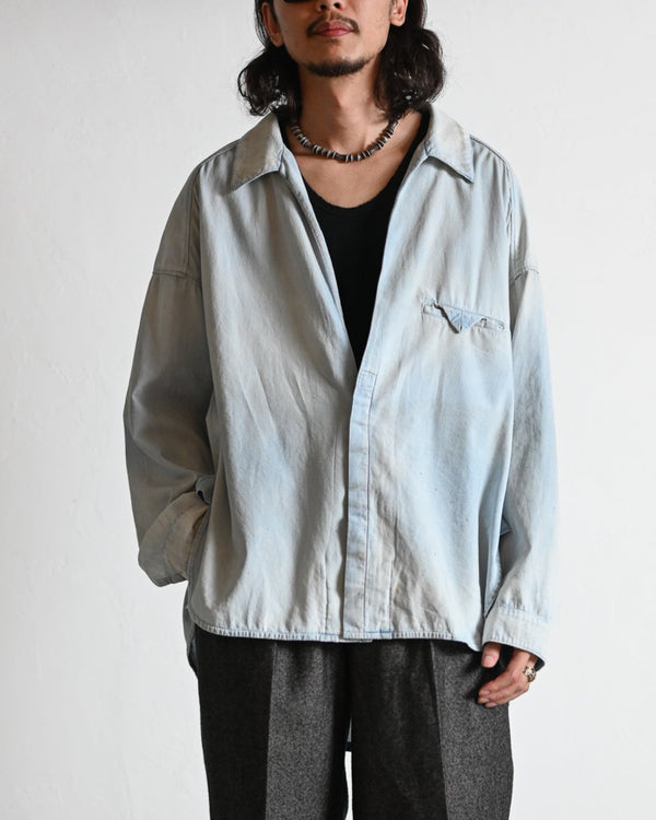 AGING CHAMBRAY LONG SHIRT, indigo