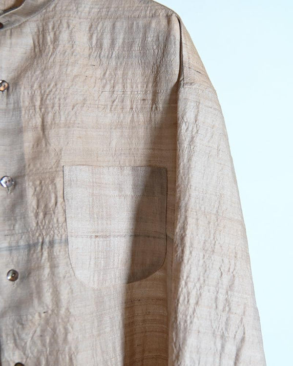 TUSSAR SILK BAND COLLAR SHIRT.-Urig-COELACANTH