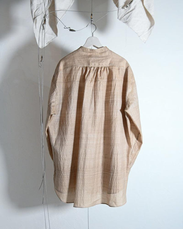 TUSSAR SILK BAND COLLAR SHIRT.-Urig-COELACANTH