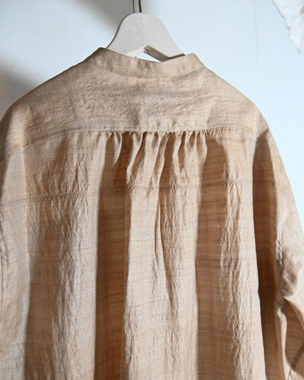 TUSSAR SILK BAND COLLAR SHIRT.-Urig-COELACANTH