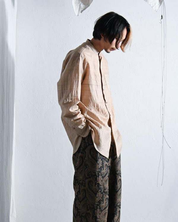 TUSSAR SILK BAND COLLAR SHIRT.-Urig-COELACANTH