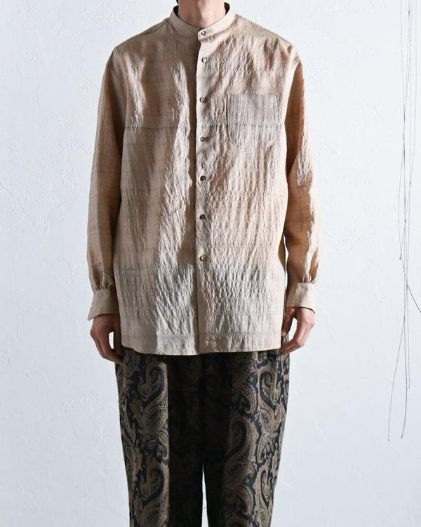 TUSSAR SILK BAND COLLAR SHIRT.-Urig-COELACANTH
