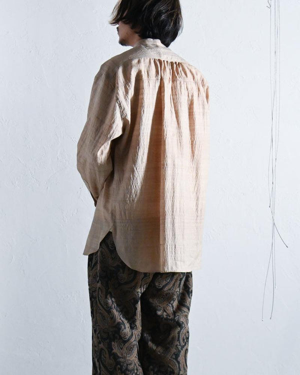 TUSSAR SILK BAND COLLAR SHIRT.-Urig-COELACANTH