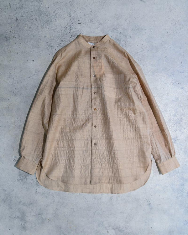 TUSSAR SILK BAND COLLAR SHIRT.-Urig-COELACANTH