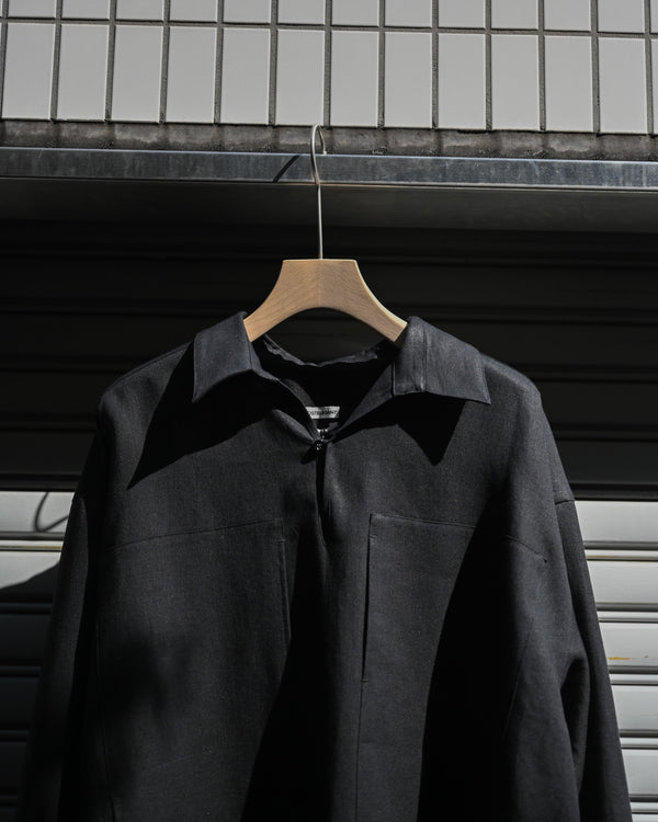 LINEN GATHERED PULL-OVER SHIRT