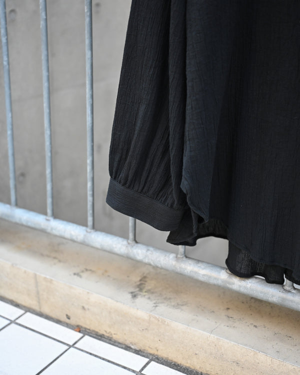 CREPE HALF ZIP SHIRT, black