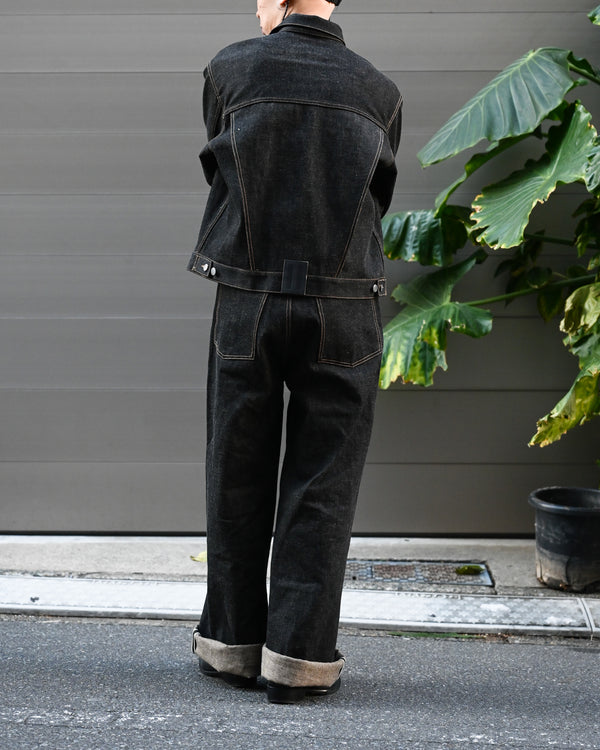 coffee black denim trousers