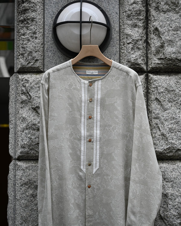 Ethnic crew neck shirt, Flower jacquard