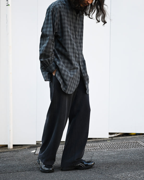 OMBRE CHECK V-COLLAR SEMI LONG SHIRT LS