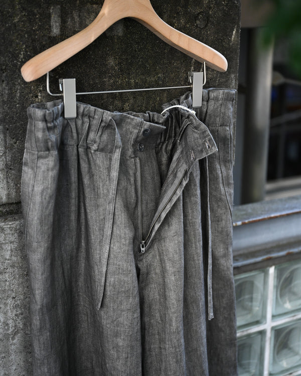 Sumi-Dyed Linen Wide Pants