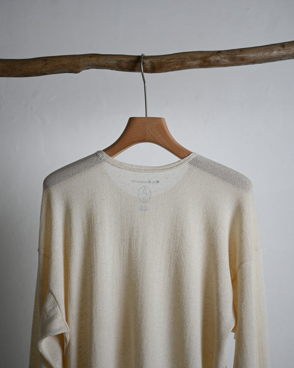 BACK CREPE JERSEY / CREW NECK LONG SLEEVE, ecru