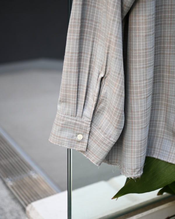 AGING RAYON CHECK SHIRT, blue