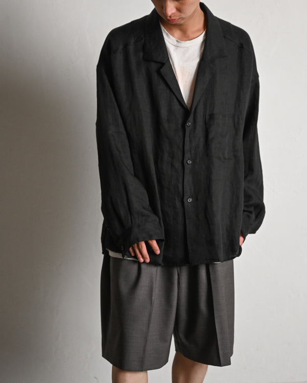100/S LINEN TAILORED SHIRT, black