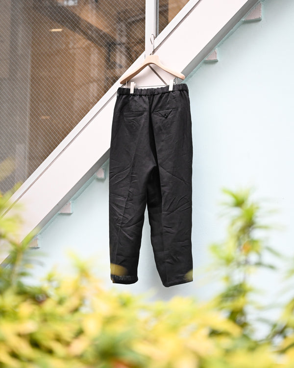100/S LINEN TUCK SLACKS, black
