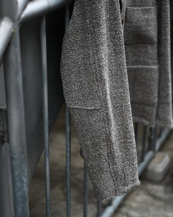 COLLARLESS JACKET, special twisted yarn fabrics