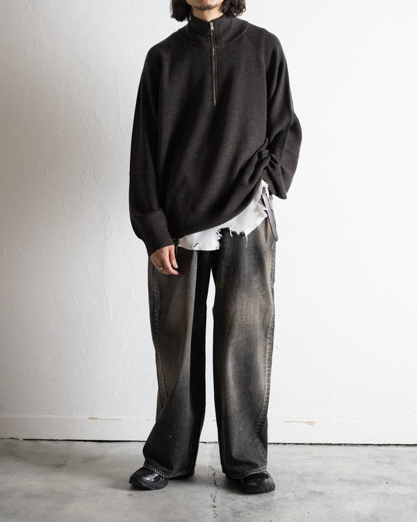 120'S WOOL HALF ZIP KNIT