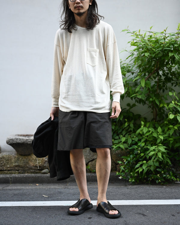 BACK CREPE JERSEY / CREW NECK LONG SLEEVE, ecru