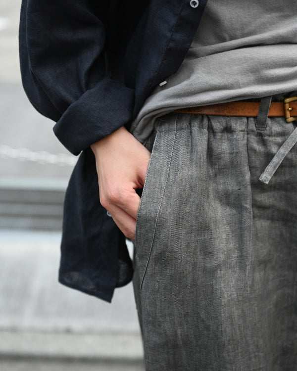 Sumi-Dyed Linen Wide Pants
