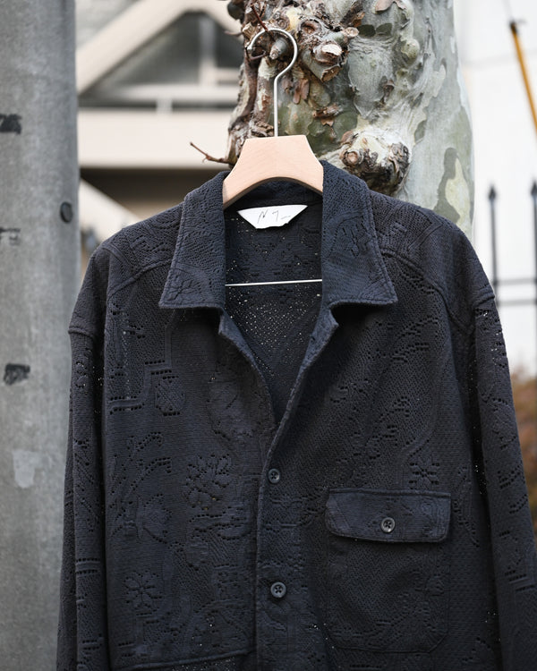 AGING LACE WORK SHIRT, black