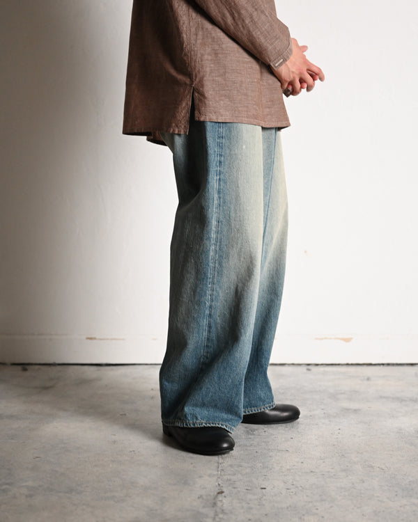 5POCKT BAGGY PANTS, raw denim, fade indigo