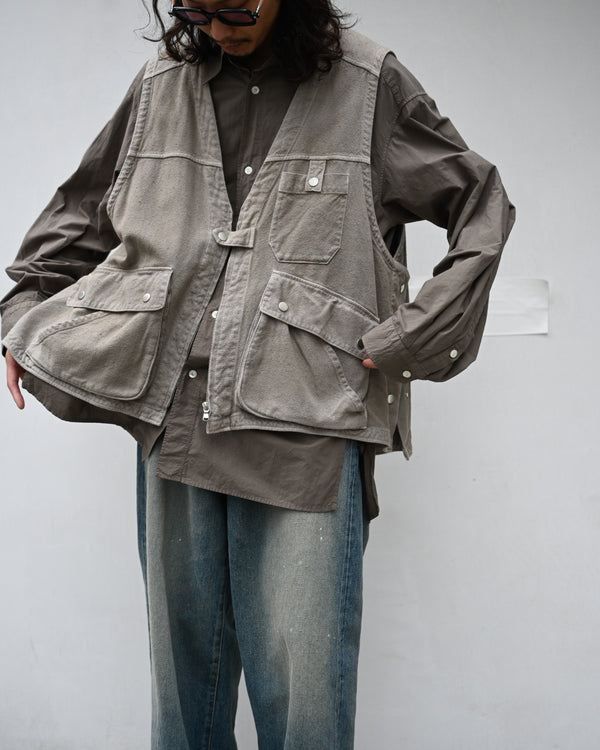 C/R DUCK UTILITY VEST, greige