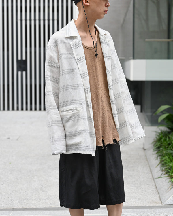 MULTI STRIPED OVER SH-JKT, white