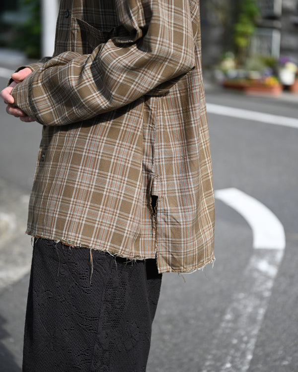 AGING RAYON CHECK SHIRT, green