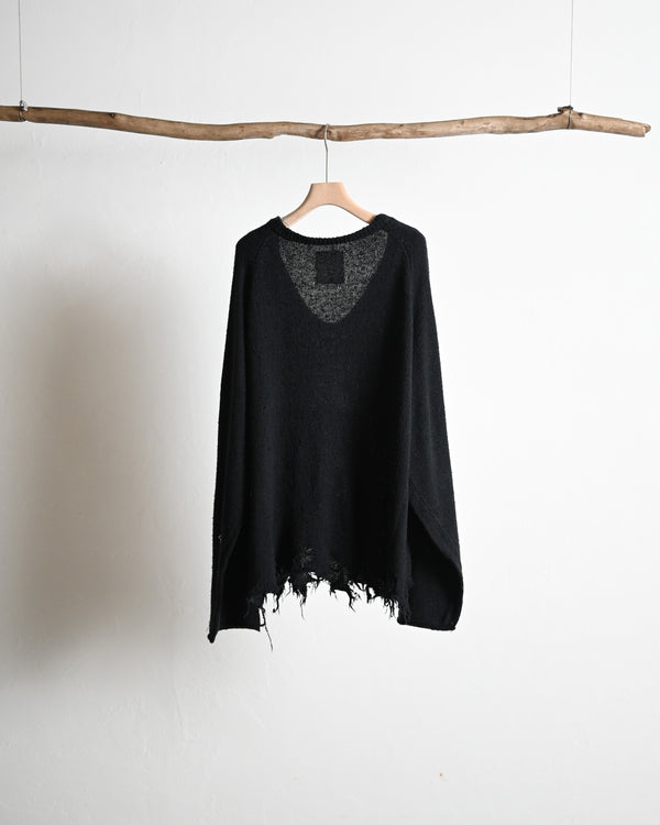 DAMAGE SILK UVNECK KINT, black