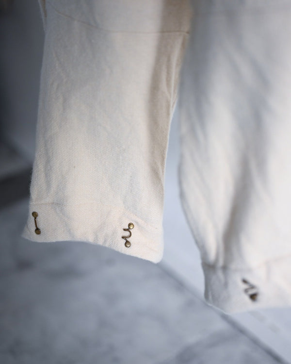 Wool silk dungarees hook pants