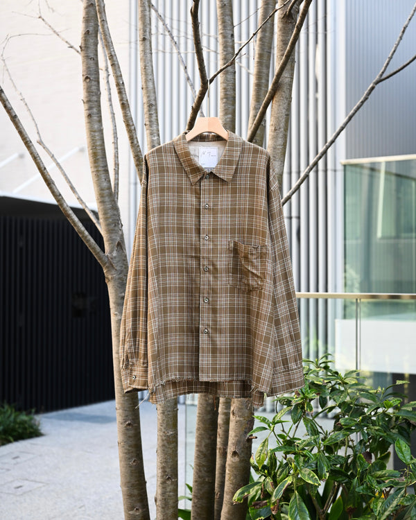 AGING RAYON CHECK SHIRT, green