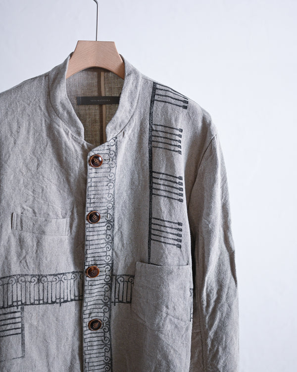 Long Jacket, stumped 14/- linen canvas