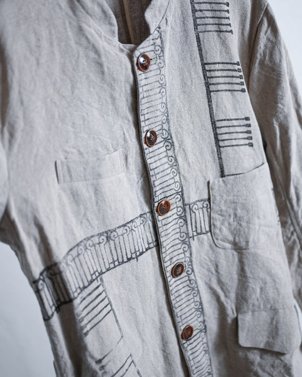 Long Jacket, stumped 14/- linen canvas