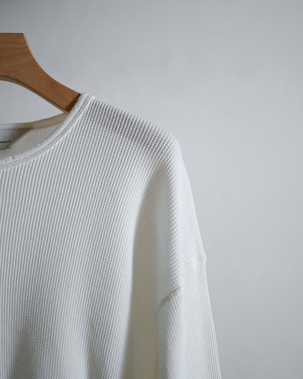 DAMAGE WAFFLE CREW LS T-SHIRT, white
