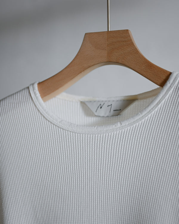 DAMAGE WAFFLE CREW LS T-SHIRT, white