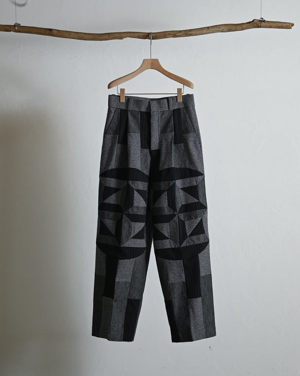 Wide tuck pants 005, Black