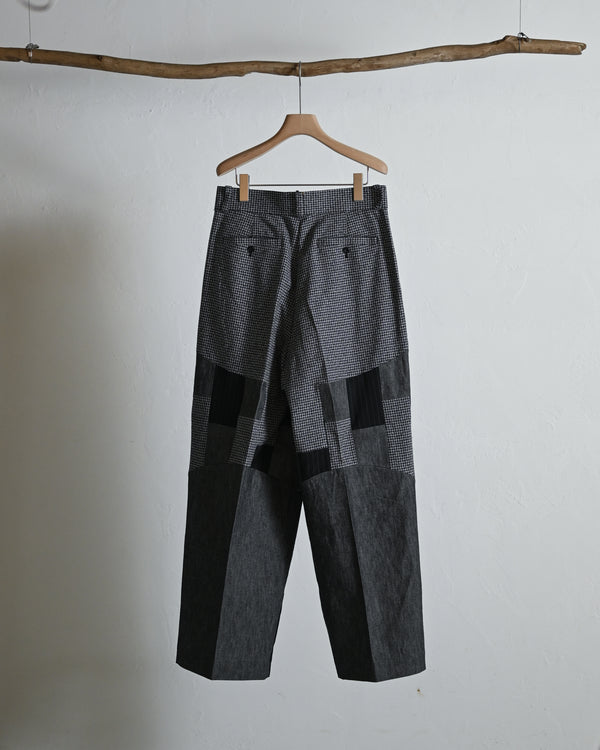 Wide tuck pants 005, Black