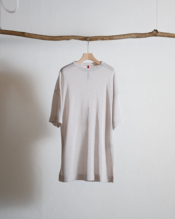 Light Gima Cotton Halfsleeve Pullover, white