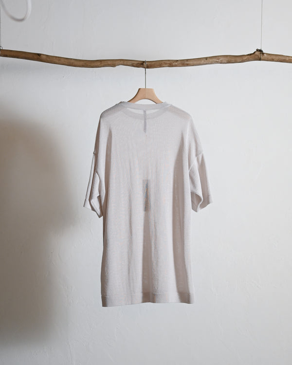 Light Gima Cotton Halfsleeve Pullover, white
