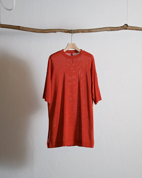 Light Gima Cotton Halfsleeve Pullover, orange