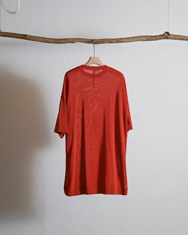 Light Gima Cotton Halfsleeve Pullover, orange