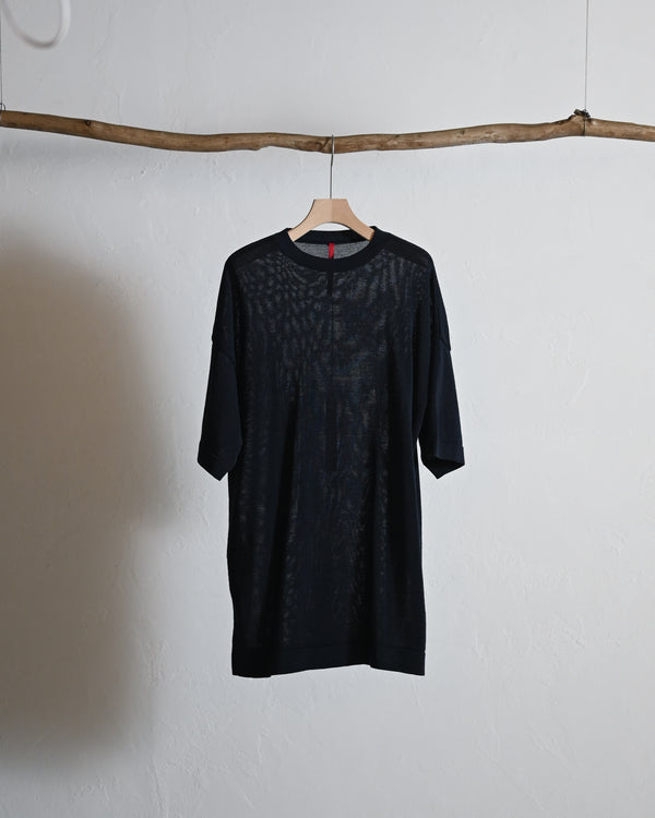 Light Gima Cotton Halfsleeve Pullover, dark navy