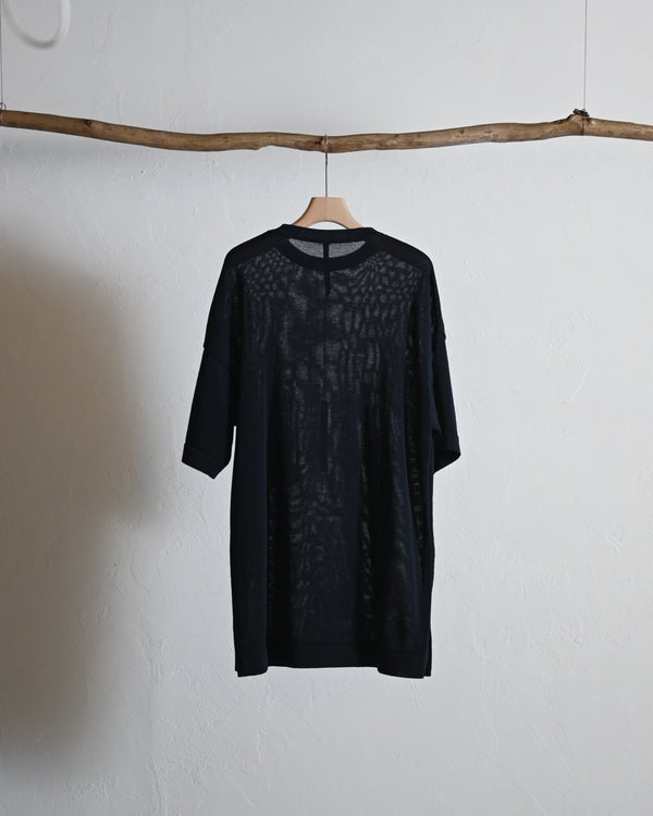 Light Gima Cotton Halfsleeve Pullover, dark navy