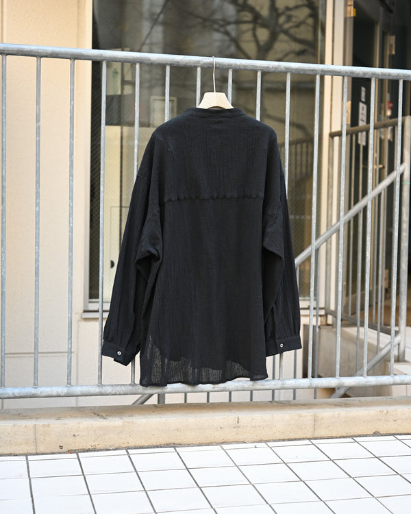 CREPE HALF ZIP SHIRT, black