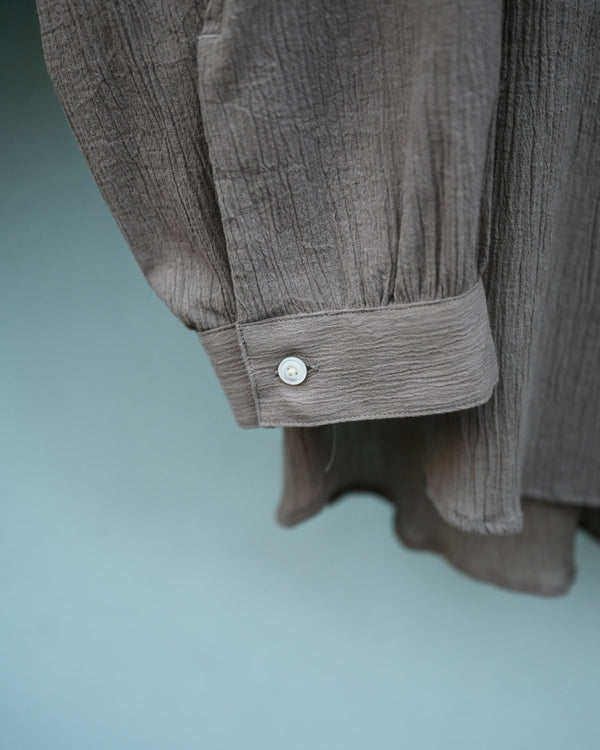 CREPE HALF ZIP SHIRT, greige