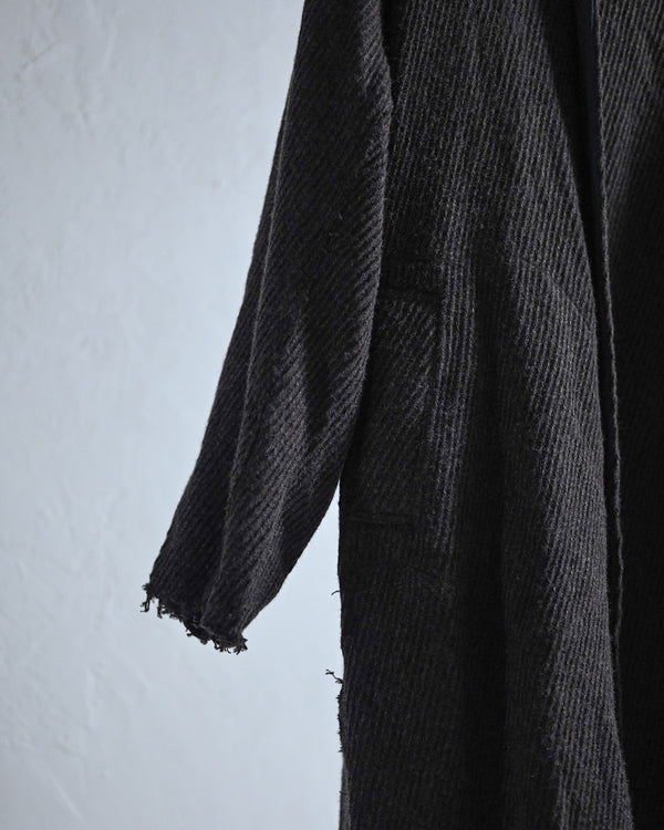 Wool linen kersey hoodie coat-YUTA MATSUOKA-COELACANTH