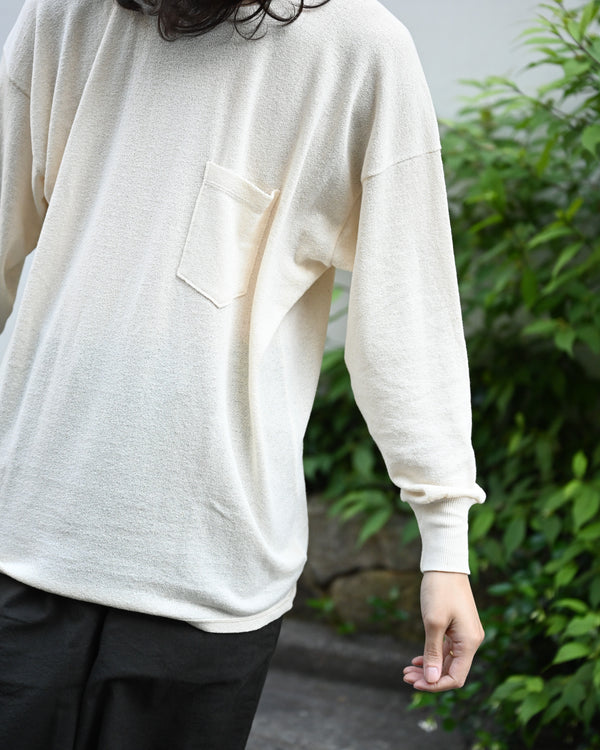 BACK CREPE JERSEY / CREW NECK LONG SLEEVE, ecru