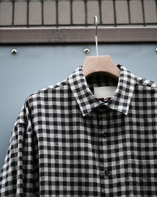 REGULAR COLLAR SHIRT, linen×cotton×silk, gingham
