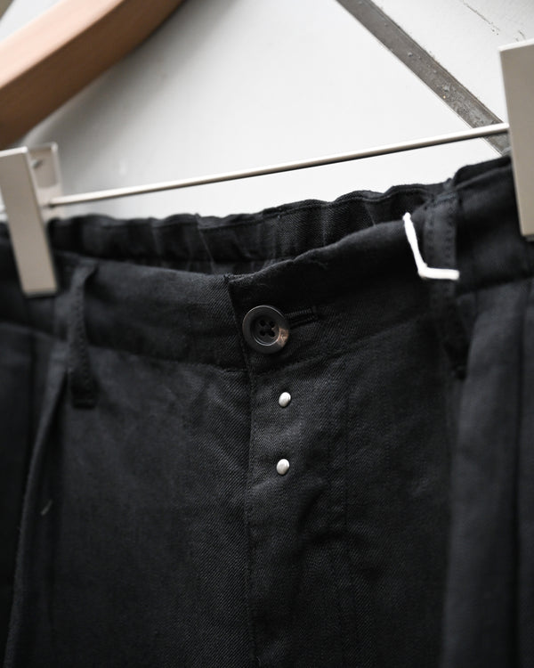 100/S LINEN TUCK SLACKS, black