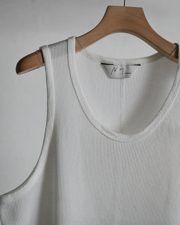 DAMAGE WAFFLE TANK, white